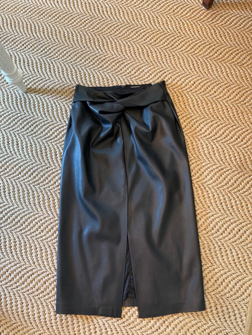 Faux leather twist front skirt